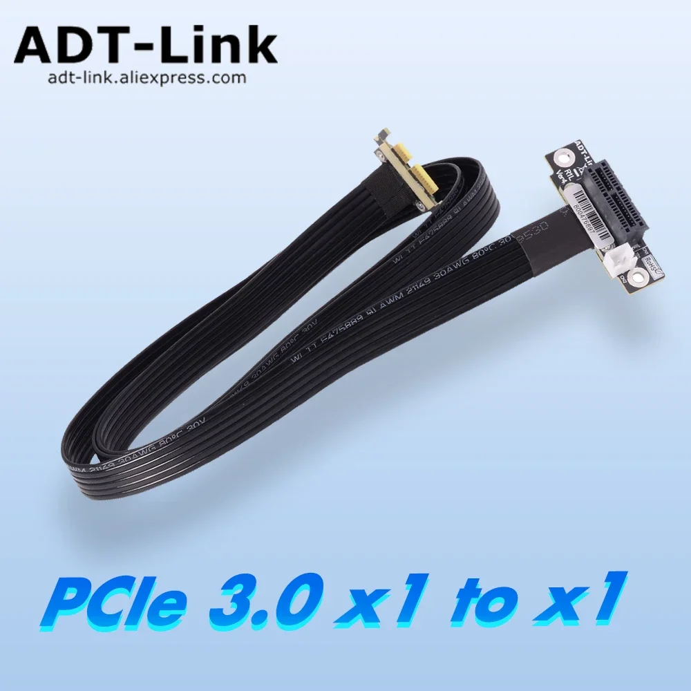 ADT PCIe 4.0x1 Dual Right Angle Extension Cable Male to Female Riser Isolated GPU for NIC Sound Card USB PCIe Adapter Card