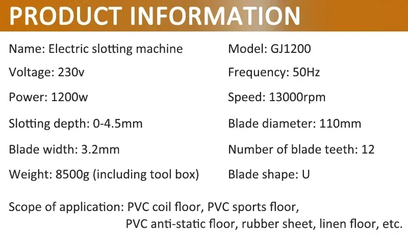 1200w Electric Slotting Machine Pvc Coil Floor Reinforcement Saw Blade GJ1200 PVC membrane floor Slotting Machine