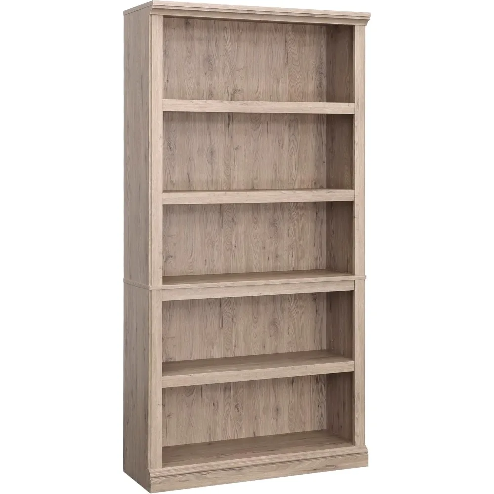 

multi-tier wooden bookshelf in laurel oak finish for home and office use