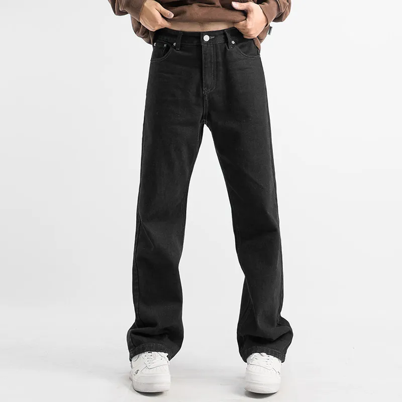High-End Combed Cotton Men's Casual Washed Jeans Straight Leg American Style Long Pants Comfortable Breathable Warm Business
