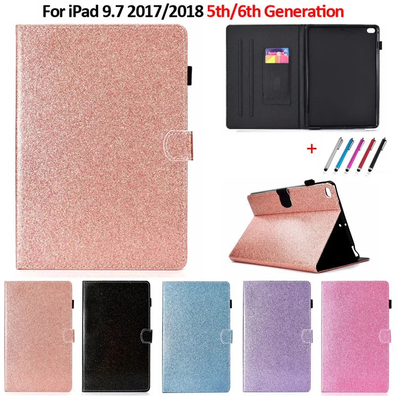 For Funda iPad 9.7 Case Bling Glitter Wallet Stand Tablet Cover For iPad 2018 iPad 9.7 2017/2018 5th 6th Generation Case Coque