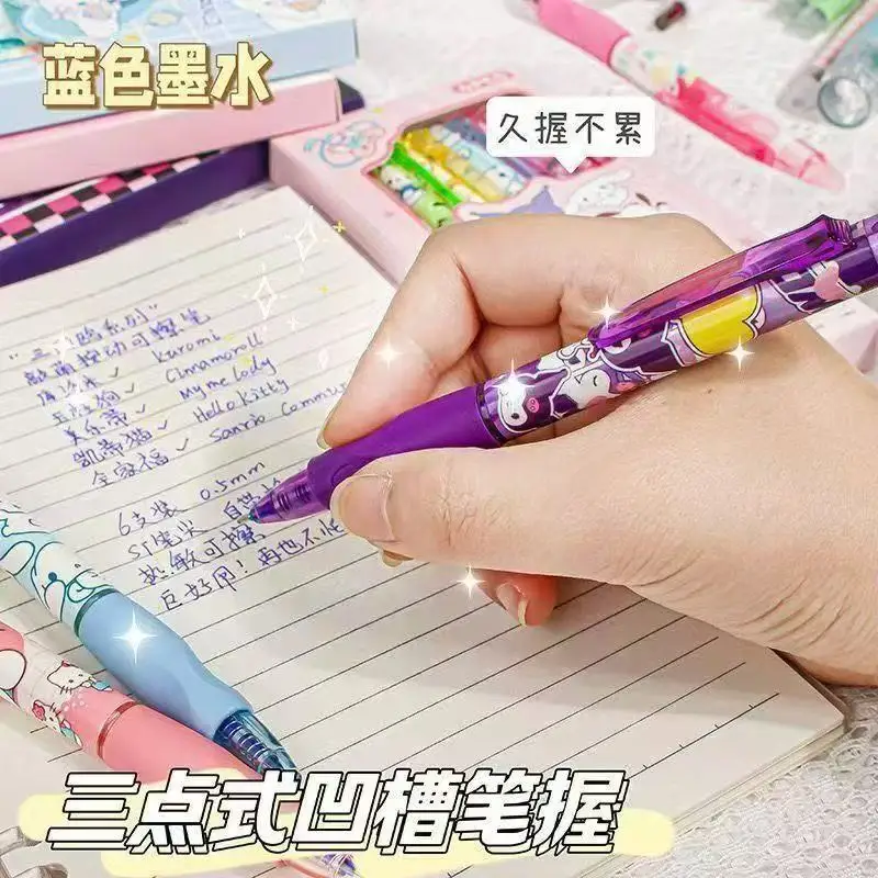 Pochacco Hello Kitty Blue Neutral Pen Set Cartoon Anime Kuromi Thermal Erasable Pen Stationery Set School Pen 6pcs Set Gift - view 5