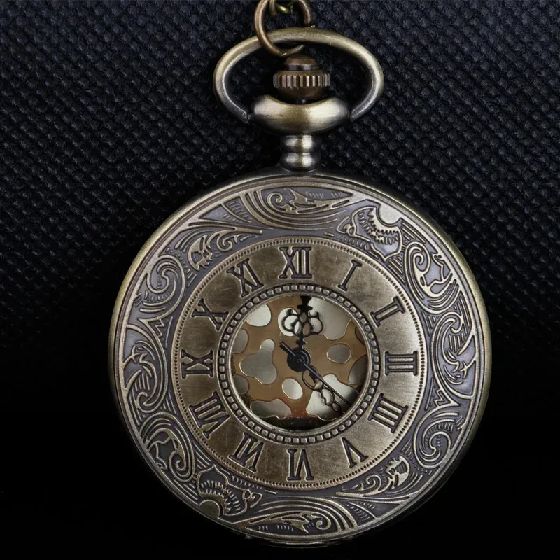 로마 숫자 새겨진 주머니 시계 맞춤형 휴대용 액세서리 남여 주머니 시계 선물 청동 석영 주머니 시계
