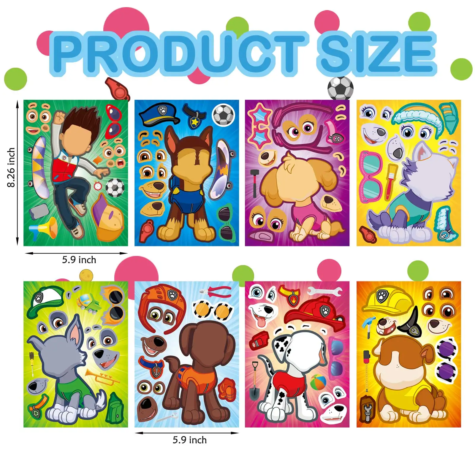 8/16Sheets Cute PAW Patrol Puzzle Anime Stickers DIY Make-a-Face Assemble Funny Cartoon Decal Assemble Jigsaw Children Gift Toy