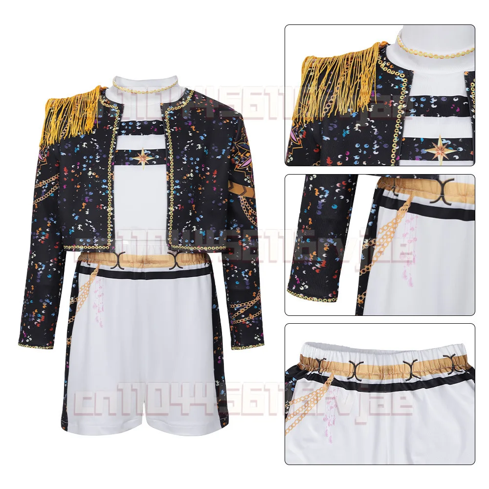 

Girls Kpop Zoey Cosplay Costume Halloween Demon Hunters Rumi Mira Cosplay Tops Skirt Clothes Printed Stage Dress Kids Role Play