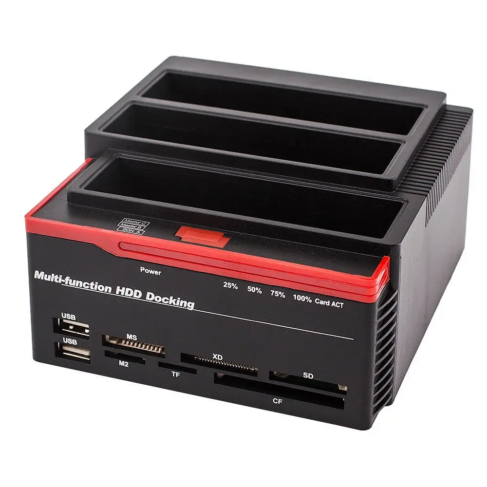 

Multi Function External Three Bay USB 3.0 to SATA IDE 2.5" 3.5" Hard Drive SSD Docking Station With 2-Port USB Hub Card Reader