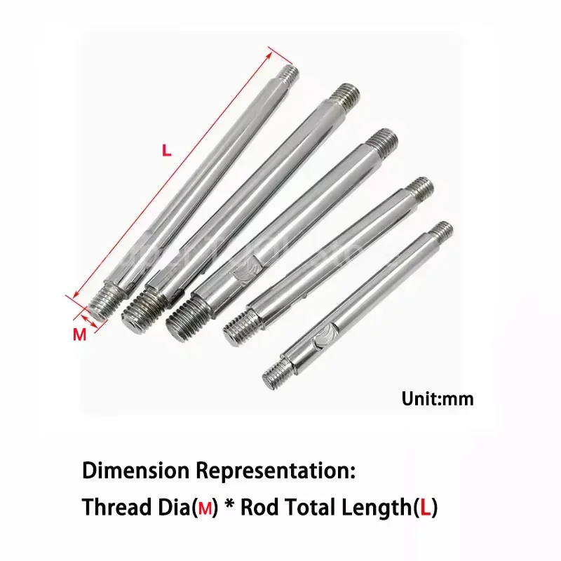 1pc 304 Stainless Steel Machine Tool Control Lever Double Head Threaded Screw Spherical Handle Cover M6 M8 M10 M12 M16 Black/Red