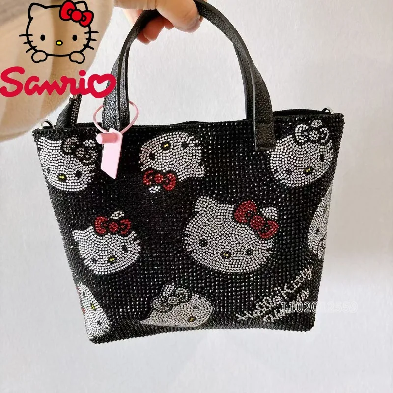 Sanrio Hello Kitty New Diamond Women's Handbag Luxury Brand Fashion Women's Shoulder Messenger Bag Cartoon Cute Women's Bag