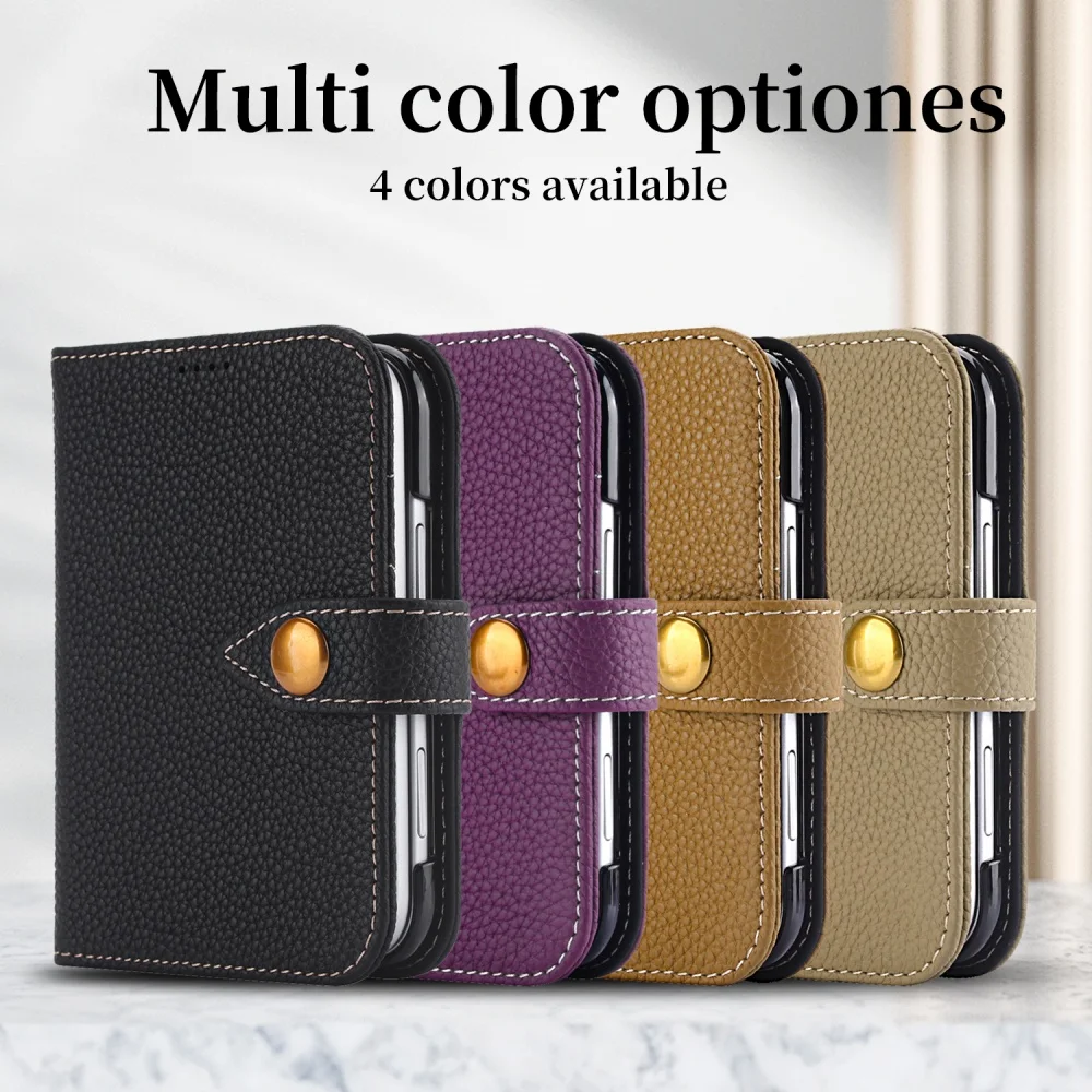 Luxury TOGO Litchi Grain Leather Card Slot Case For iPhone Duo Business Cover
