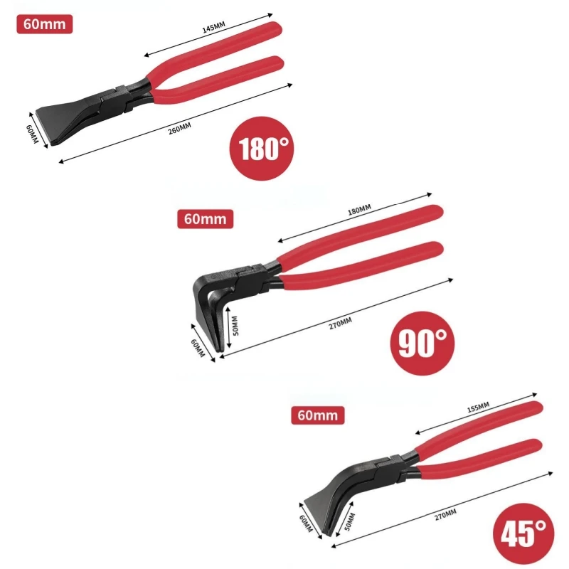 3pcs Steel Metal Processing Straight 45° 90° Bender Tools Pliers Set for Seamers Roofers Plumbers