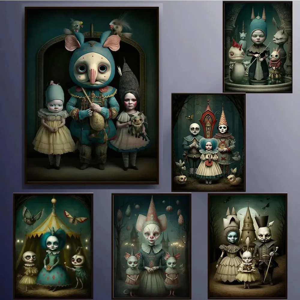 

Gothic Horror Movie Ghost Doll Posters Prints Halloween Haunted Doll Canvas Painting Wall Art Picture For Living Room Home Decor