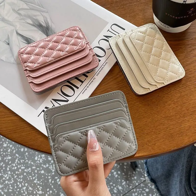 Mini Coin Purse Fashionable Leather Card Holder Ultra-thin Multiple Card Slots Wallet Card Clamp for Women Men
