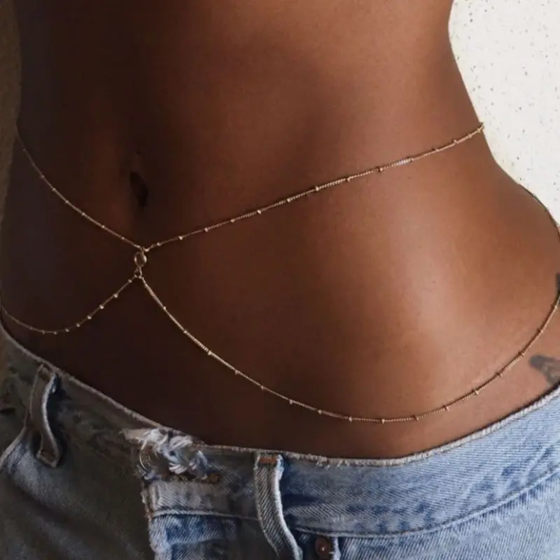 Simple Cross Chest Bra Belly Body Chain Pearl Pendant For Women Sexy Bikini Beach Vacation Waist Chain Body Wedding  Jewelry Y02