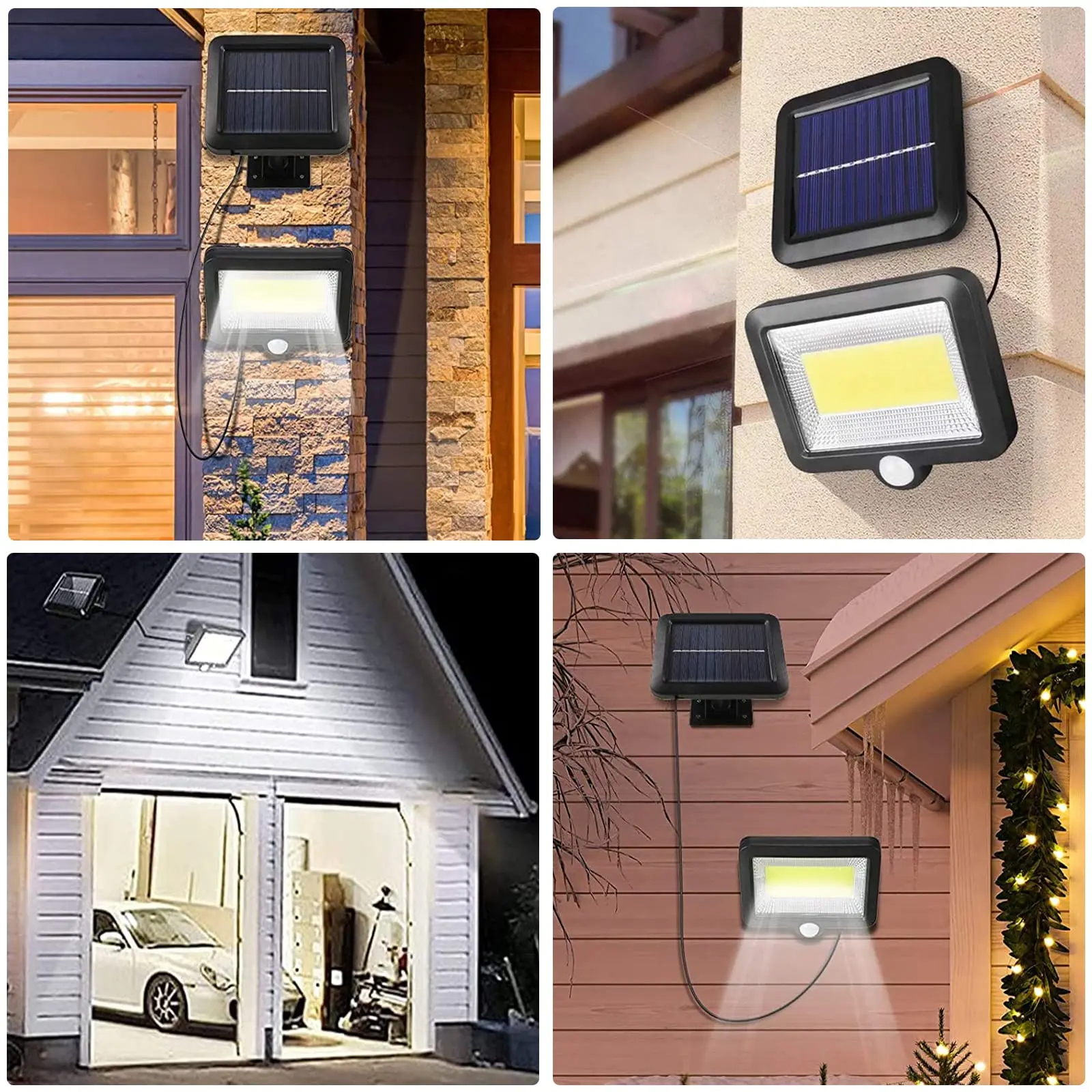 Solar Sensor Security Light,100 LED Ultra Bright Waterproof Outdoor Wall Lamp Solar Motion Sensor Lights 3 Modes 5m/16.4ft Cord