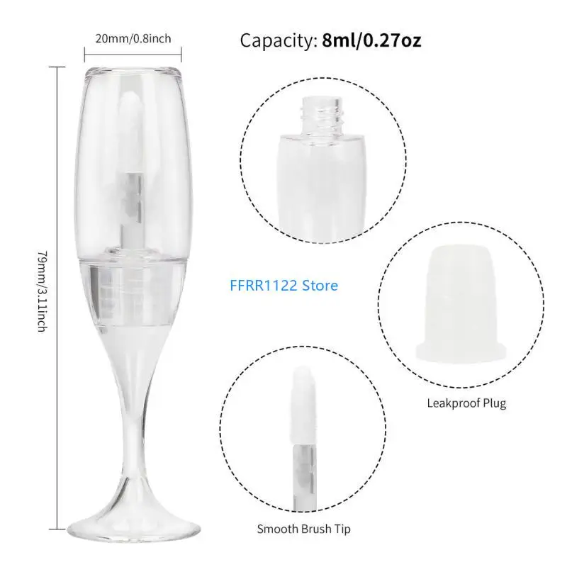 Y1UF 24 Stuks Lege Lipgloss Containers Wijnglas Vormige Lipgloss Buizen Lippenstift Buizen Hervulbare Lippenbalsem Flessen