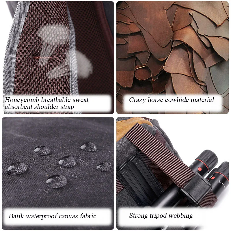 Waterproof Canvas Camera Bag Wear-resistant Outdoor Sports Backpack Multi-functional Theftproof Camera Bag