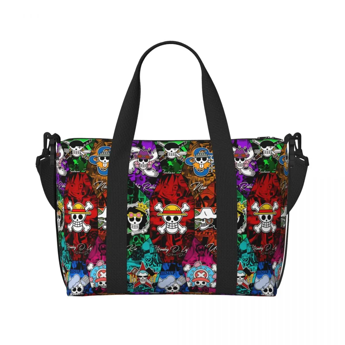 

Пляжная сумка-тоут Custom One P-Pieces для женщин, очень большая, для спортзала, путешествий, покупок, с принтами аниме, классических манги и кинофильмов