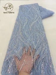 Tecido De Renda De Lantejoulas Frisadas Para Vestido De Noiva Nigeriano, Tule Africano, Noivo Bordado, Moda De Alta Qualidade