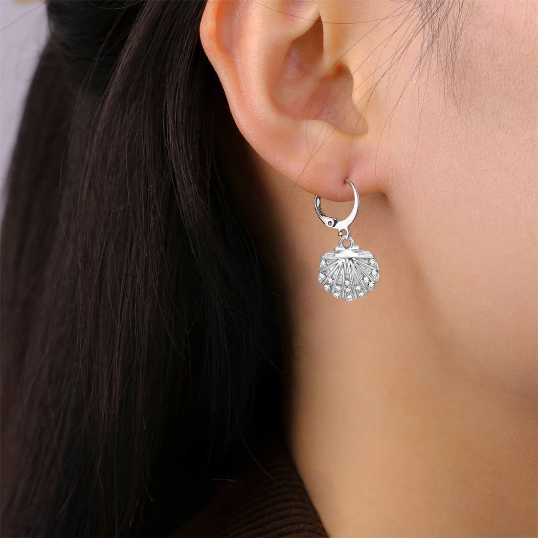 Eueavan Zirkon-Seestern-Muschel-Creolen aus Edelstahl, geometrische Ohrringe für den Sommerurlaub am Strand, für Damen, Party-Schmuck, Geschenk – Detail 19