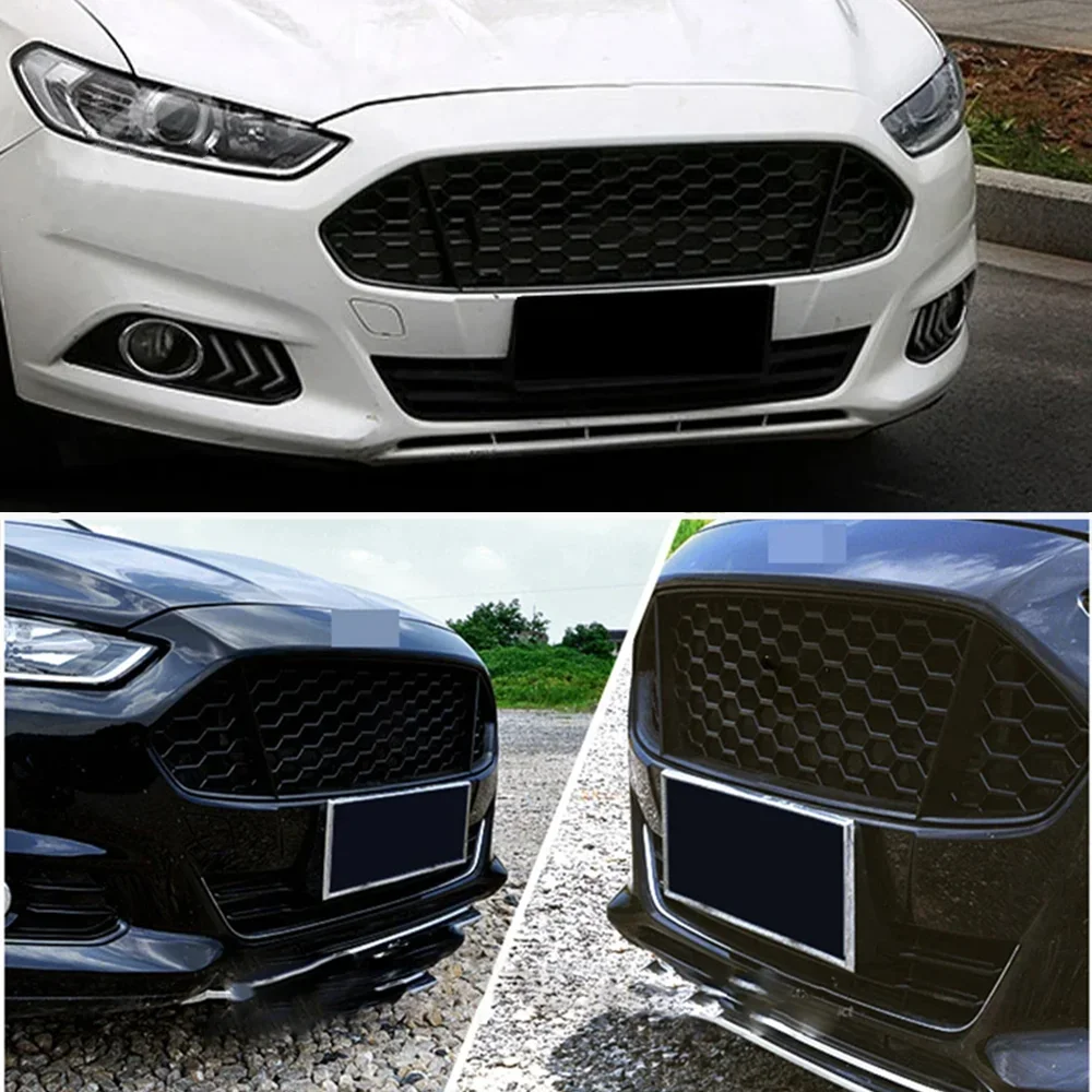 For Ford Fusion Mondeo 2013 2014 2015 2016 Honeycomb Mesh Front Racing Grills Sporty Grill Cover Car Front Bumper Centre Grille