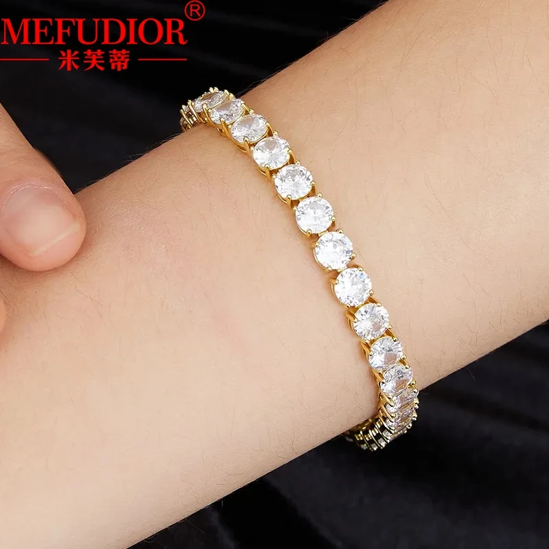 

S925 Sterling Silver Tennis Bracelet for Women and Men inlaid Round D Color VVS1 Moissanite Diamond Bangle Luxury Jewelry Gift