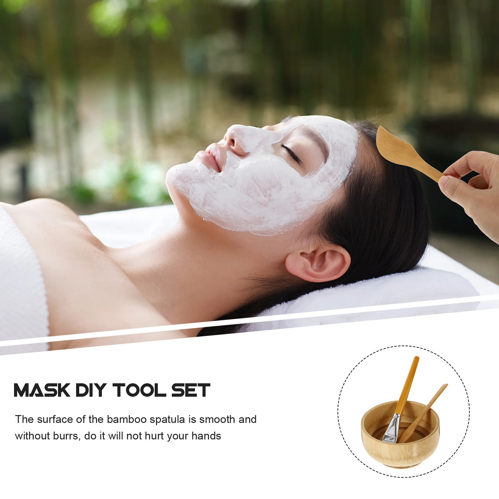 

1Set DIY Face Mask Bowl Brush Spatula Set Bamboo Facial Mask Mixing Tool Drop-Resistant Stirring Bowl Beauty Salon