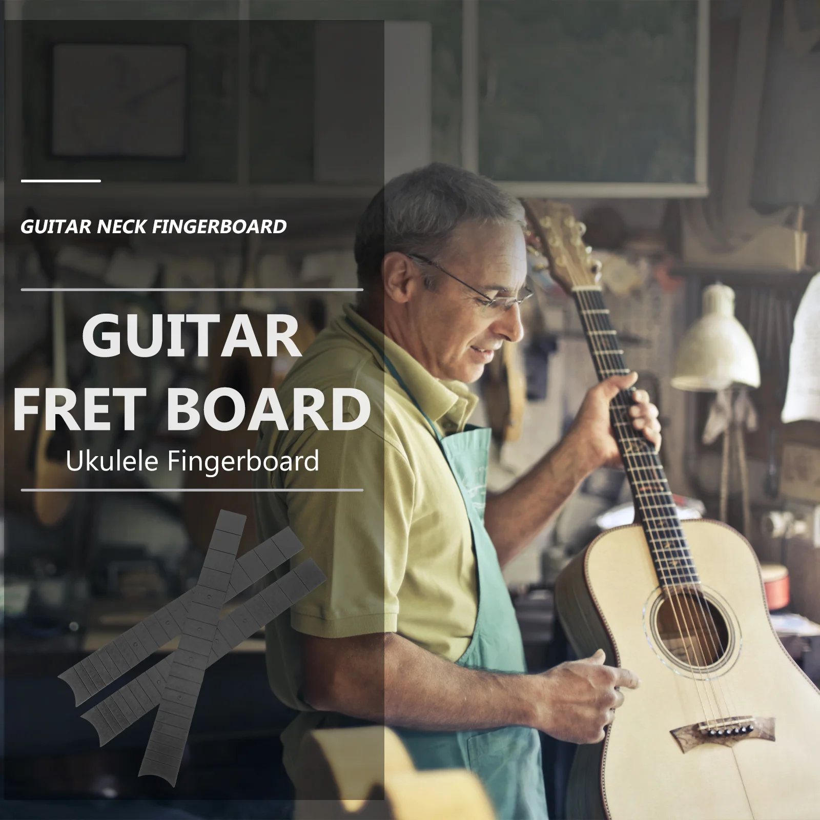 

3Pcs Headless Guitar Neck Replacement Folk Guitar Fingerboard ABS Sturdy Design for Ukulele Repair Parts Accessories