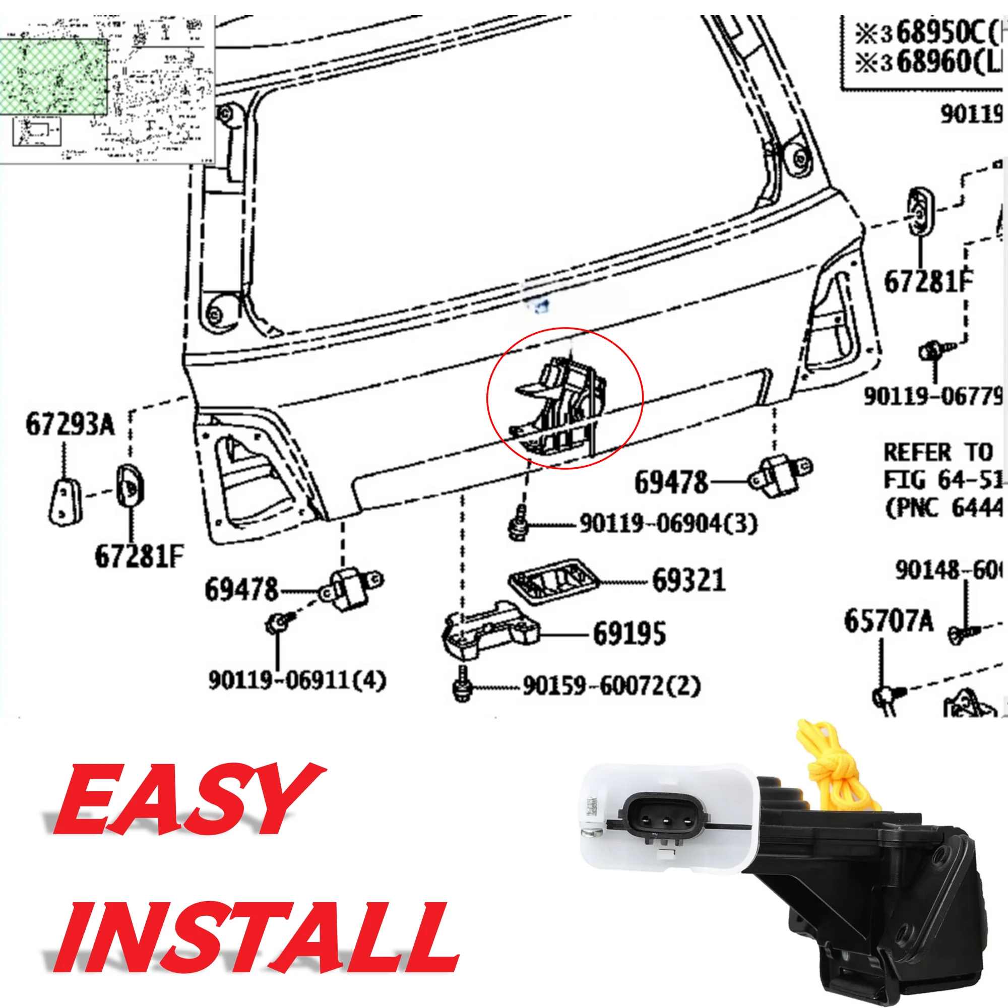 Rear Tail Gate Back Door Lock Actuator trunk Lift Tailgate Latch 69350-60141 for Toyota Land Cruiser 2008-2016 6935060140