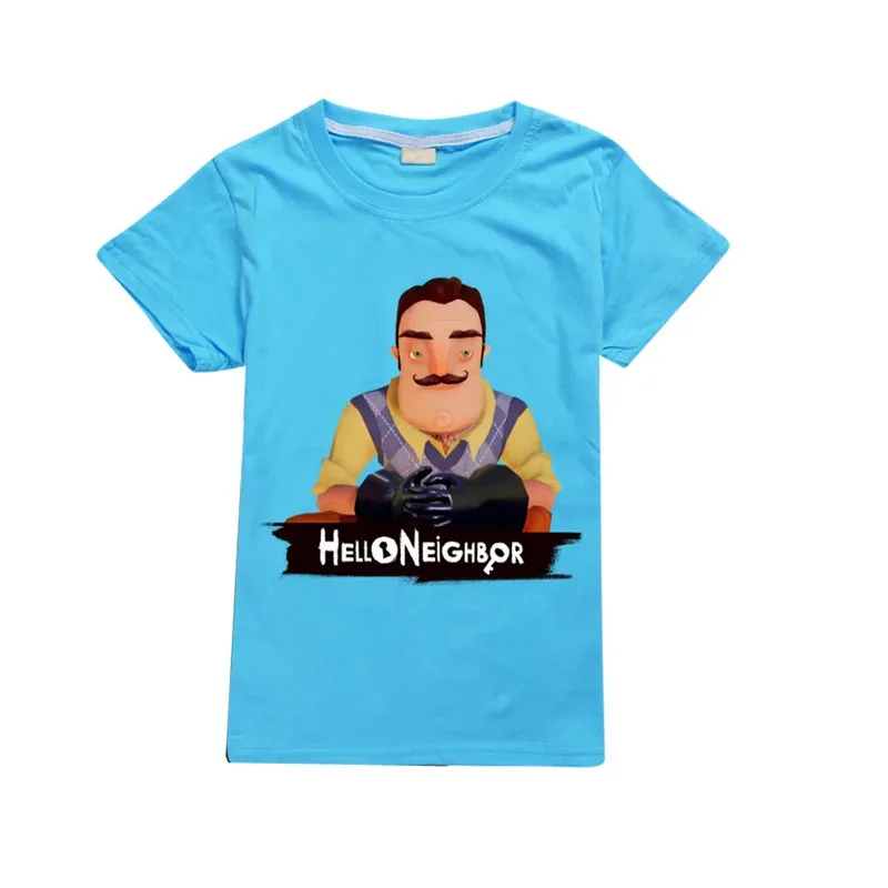 2025 جديد تأثيري رائجة البيع مرحبا الجيران الطباعة الكرتون الاطفال تي شيرت مضحك لعبة الفتيات ملابس طفل الفتيان تي شيرت الصيف Casu #5