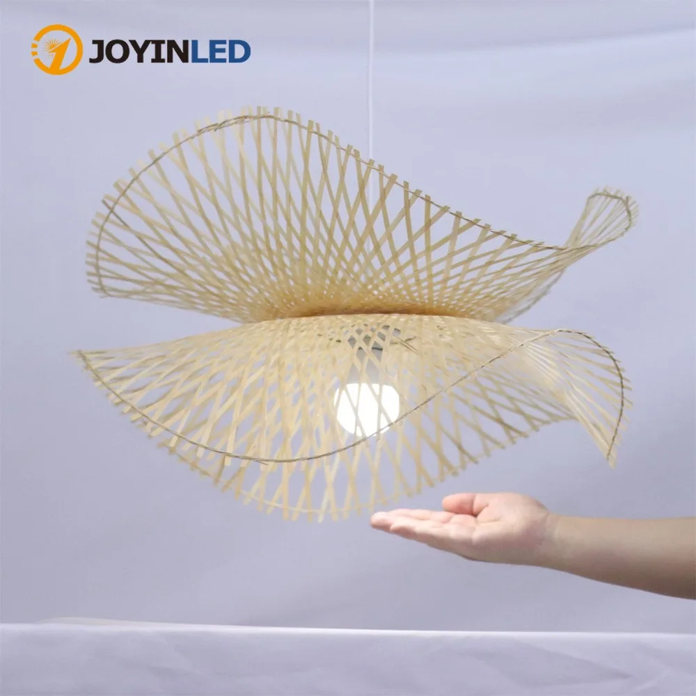 

JOYINLED диаметр 45/55 см, современная бамбуковая люстра, плетеное освещение из ротанга, светильник для ресторана, столовой, спальни, чайного домика