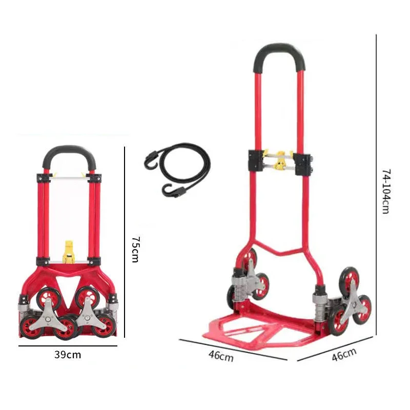 200KG Load Folding Trolley Cart Portable Grocery Carrier Shopping Cart Stair Climbing Trailer with Telescopic Rod for Luggage