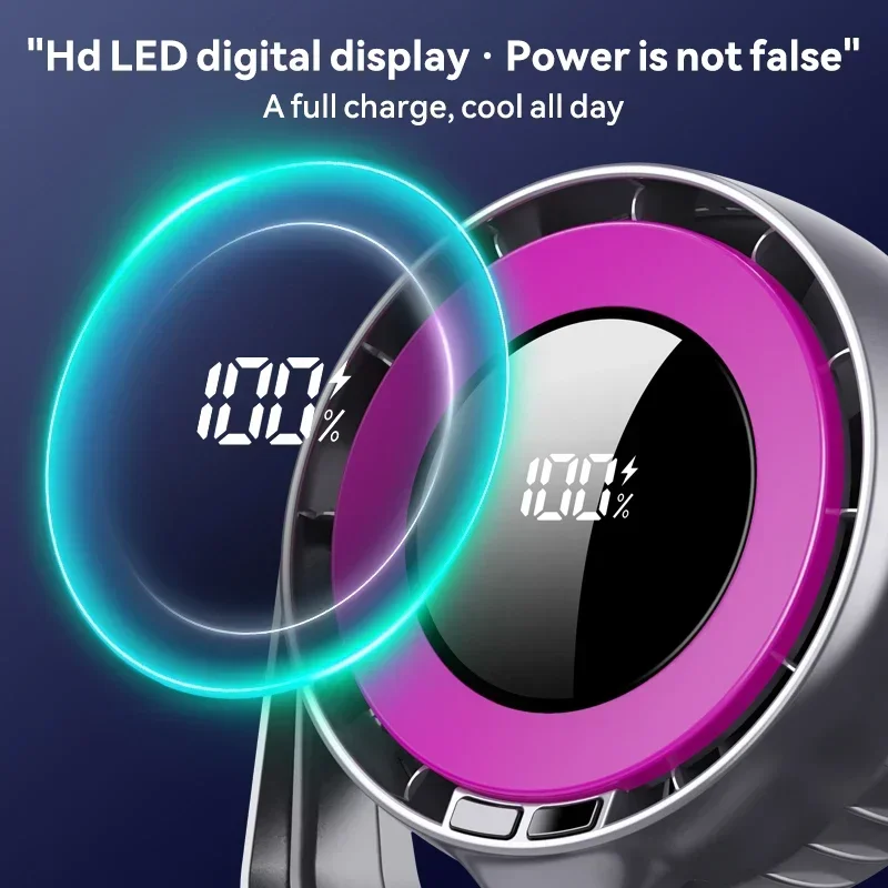 Cooling Fan Electric USB Rechargeable 100Speed Portable Table Night Light Digital Display 4000mAh No-Punch Wall Mount Strong Fan