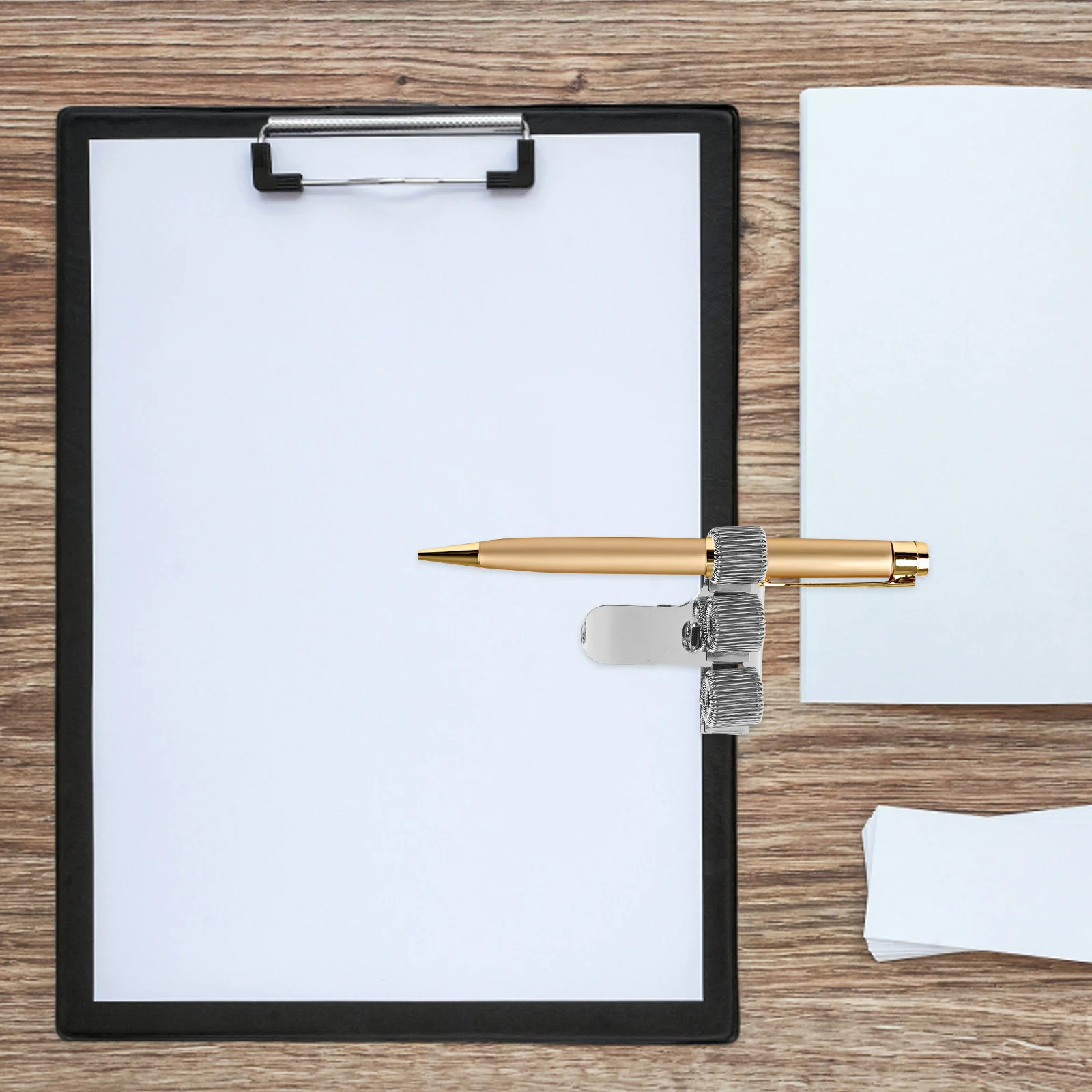 

4Pcs Pen Holder Clips Metal Triple Spring Hook Design Adjustable for Notebook Clipboard Planner Office Metal Holder