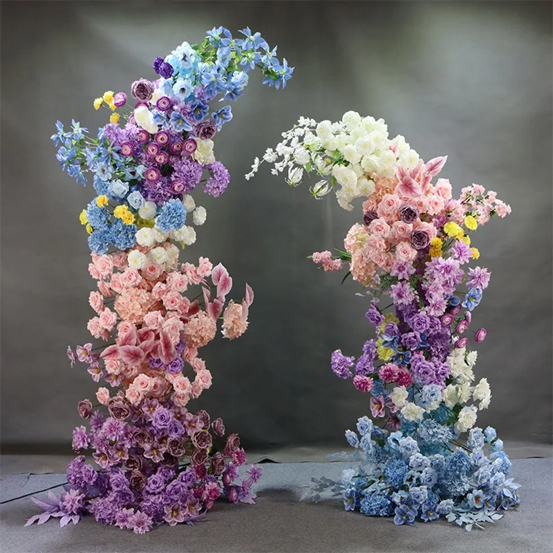

Wedding decoration Monet horns gate floral arrangement colorful wedding hall stage background ornament outdoor arch flower arran