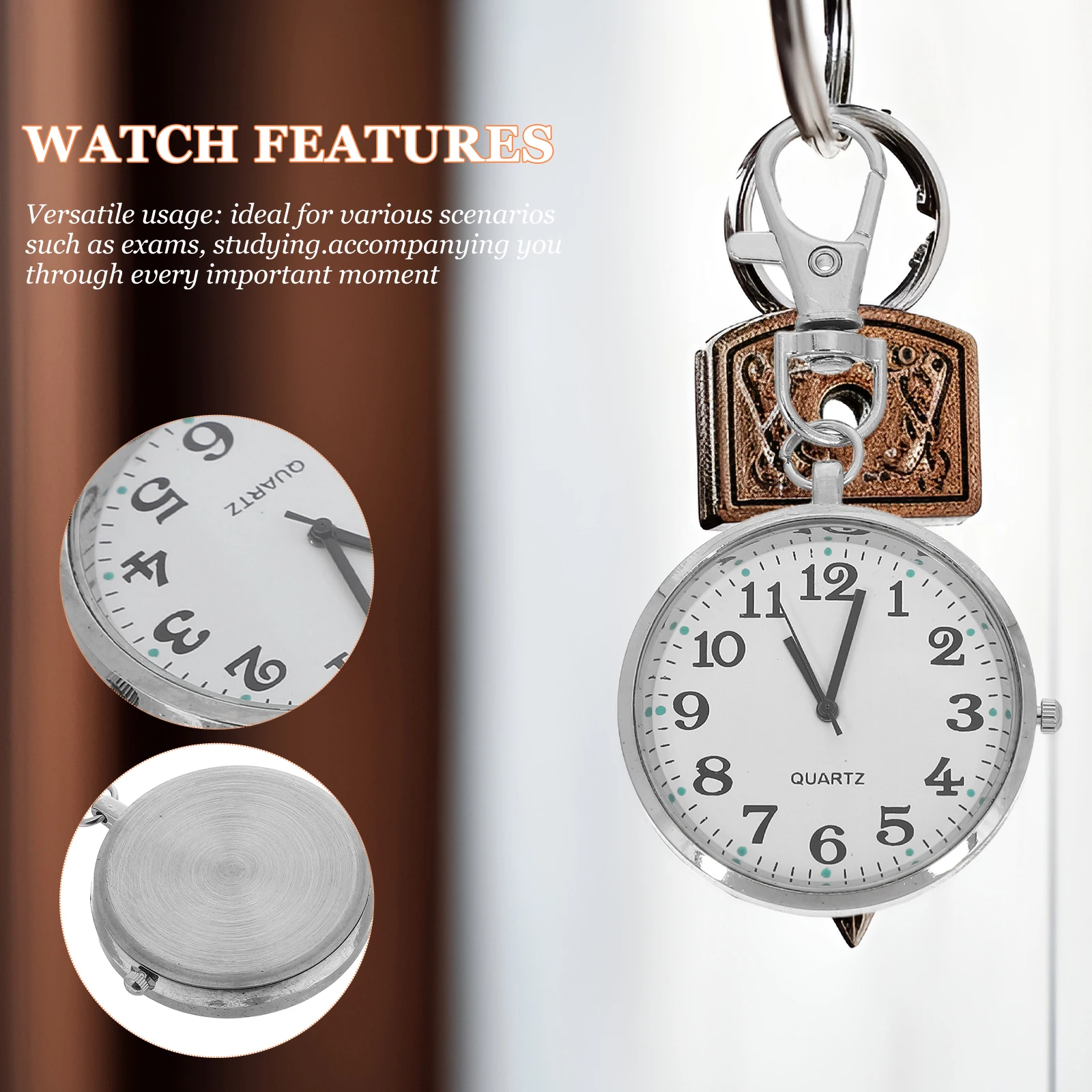 

Vintage Style Large Number Pocket For Elderly s Nurses Lightweight Metal Keychain Clock Exam Study Nursing Time Management