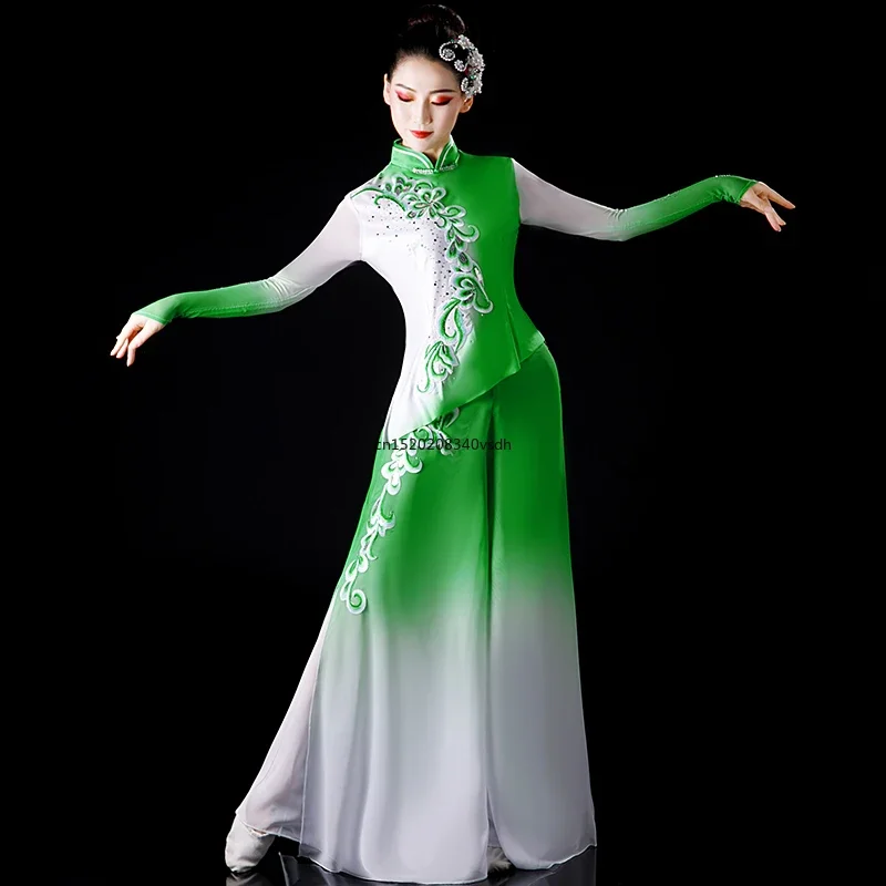 Yangko Kostüm neues Fan Dance Solo Set im chinesischen Stil klassisches Tanz kleid weiblich elegant