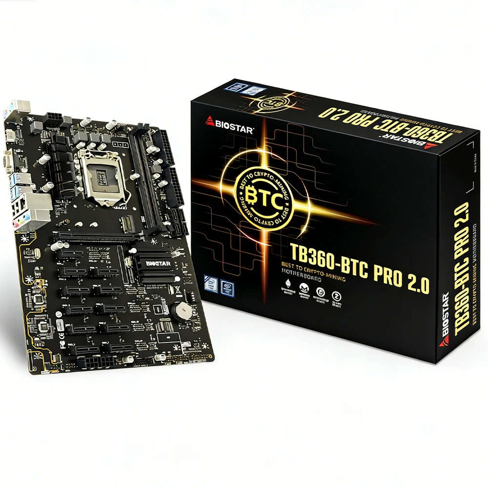 Placa-Mãe de Mineração Biostar TB360-BTC PRO 2.0 com 12 Slots PCIe