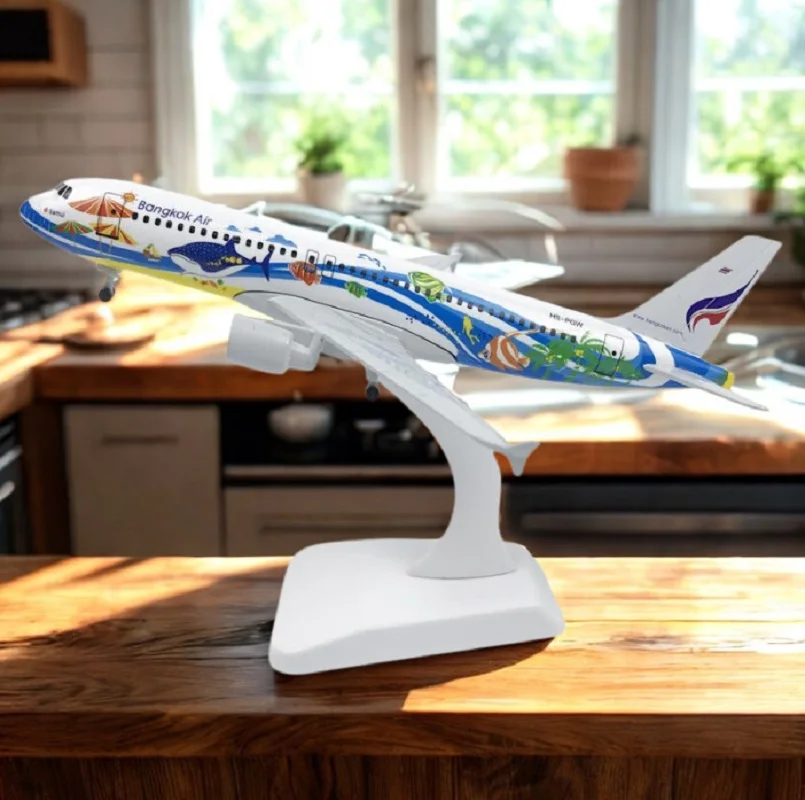 

Металлическая модель самолета 20 см A320 Bangkok, модель самолета, реплика с шасси, материал из сплава, авиационная имитация, подарок, сбор дома