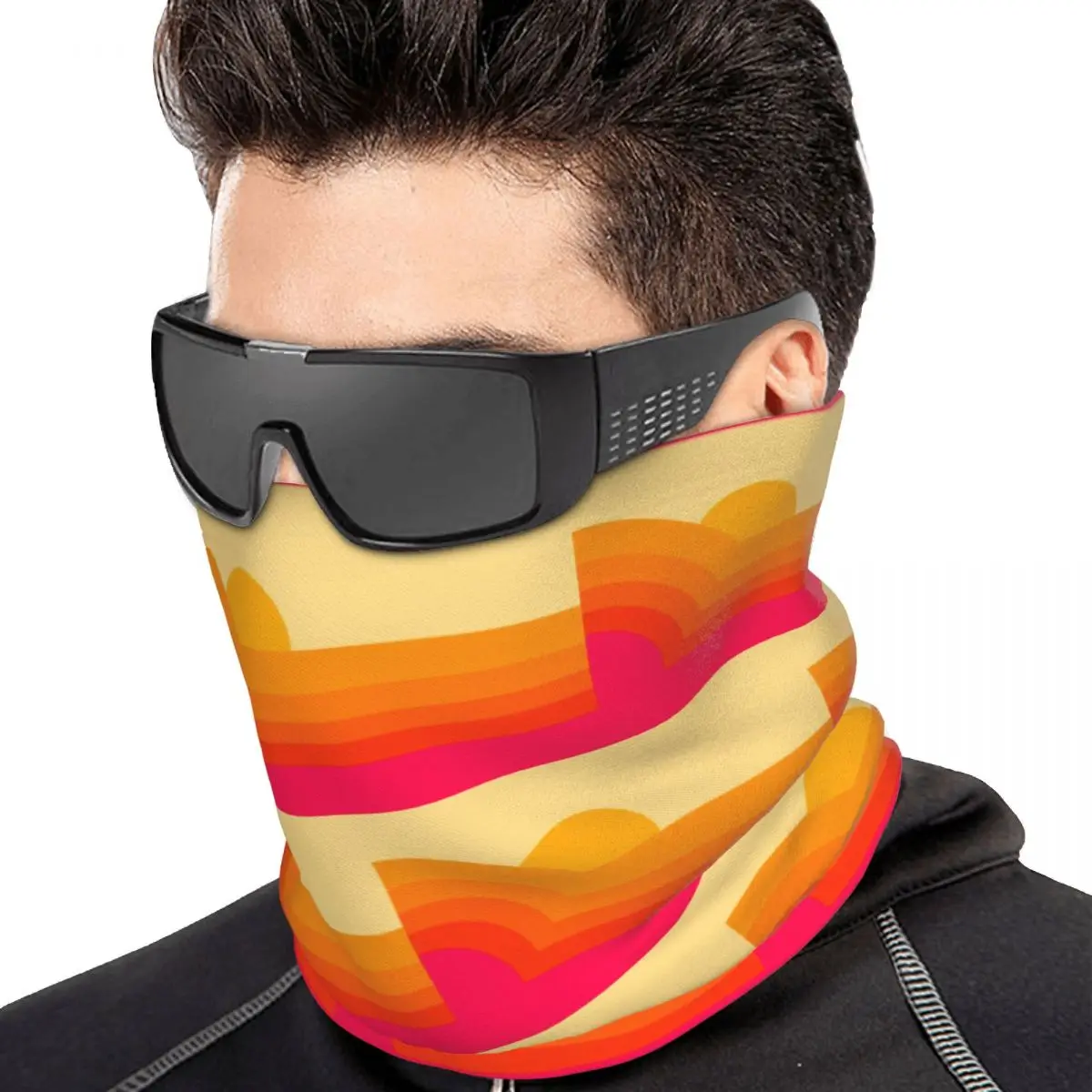 Retro Sunset Bandana Neck Gaiter Printed Face Scarf Multi-use Cycling Scarf For Men Women Adult Winter