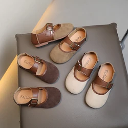 Baby Children's Sandals Khaki Lightweight Boys Girls Small Leather Shoes Brown Fashion Non-slip Kids Single Shoes Baby Sandals