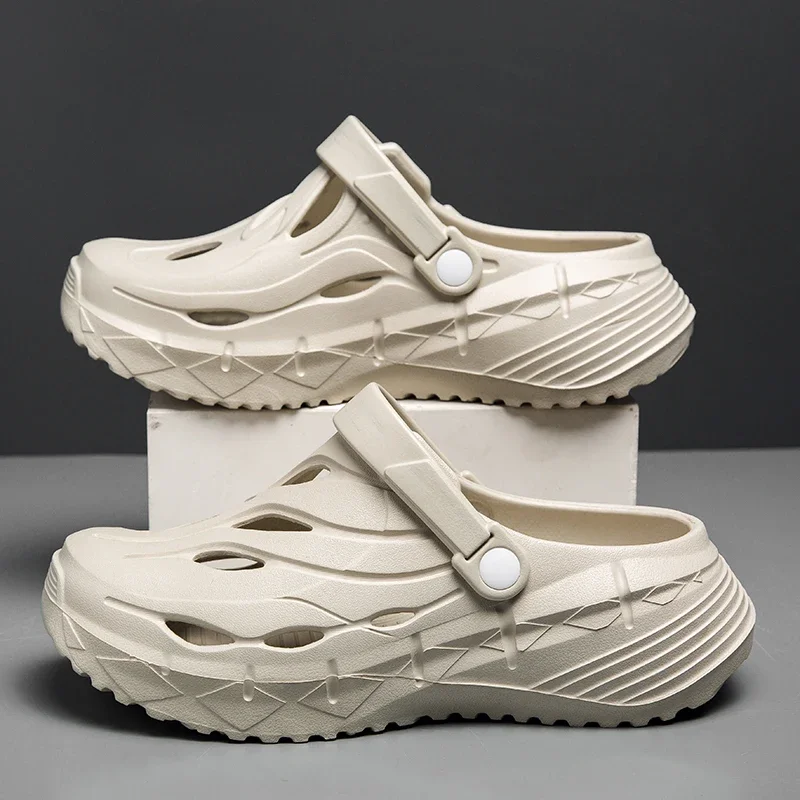 

Летние мужские сандалии с толстой подошвой, сабо для сада и улицы, мужская повседневная обувь, пляжные водные туфли, удобные домашние мягкие тапочки