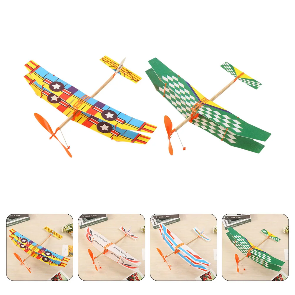 2 Pcs Rubber Band Plane Biplane Aircraft Powered Toys Flight Model Airplane Educational Kid Plaything Foam Child