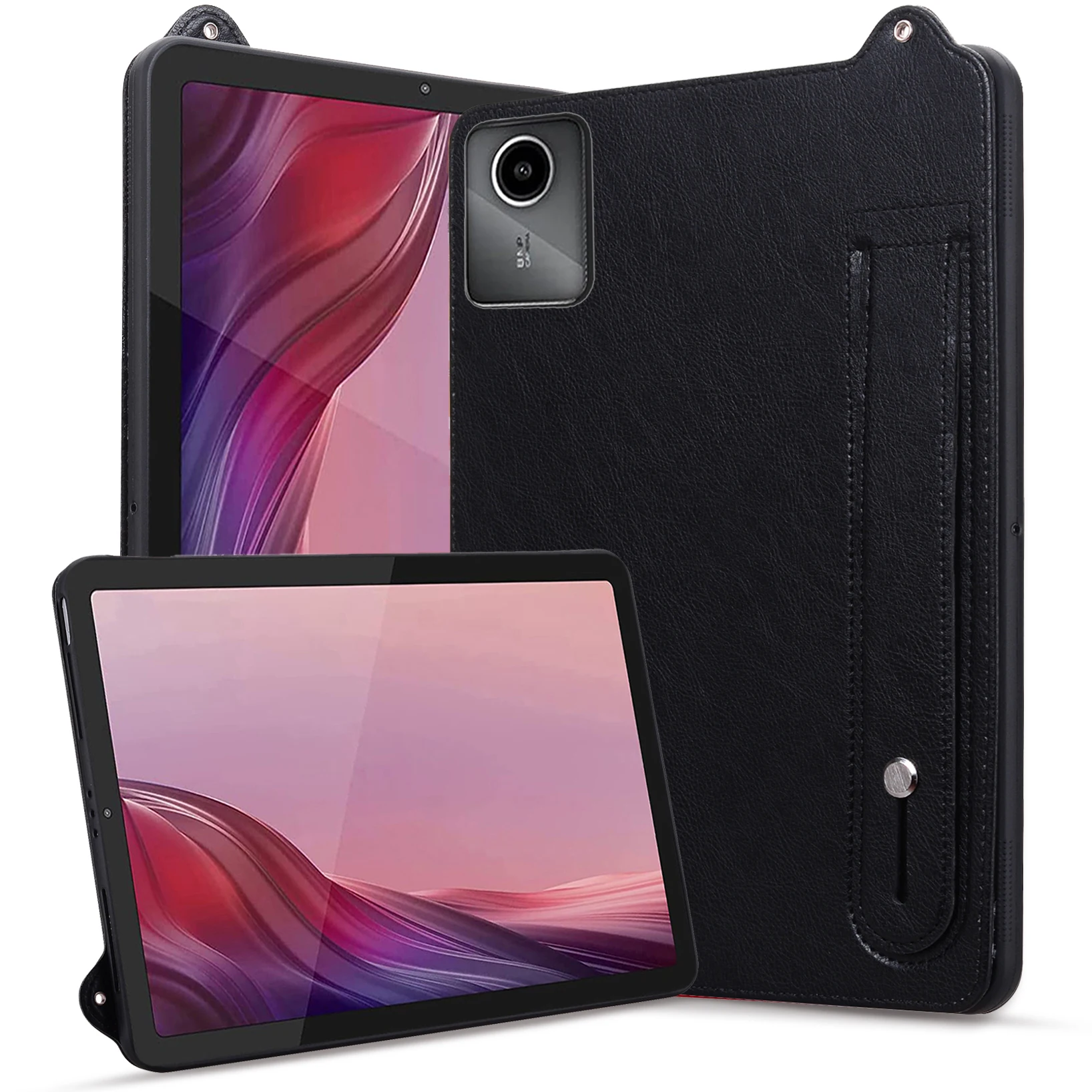 

TPU+leather computer protective Back Cover For Lenovo Tab M11 Case 11.0" shockproof Wrist strap holder Tablet protective cover