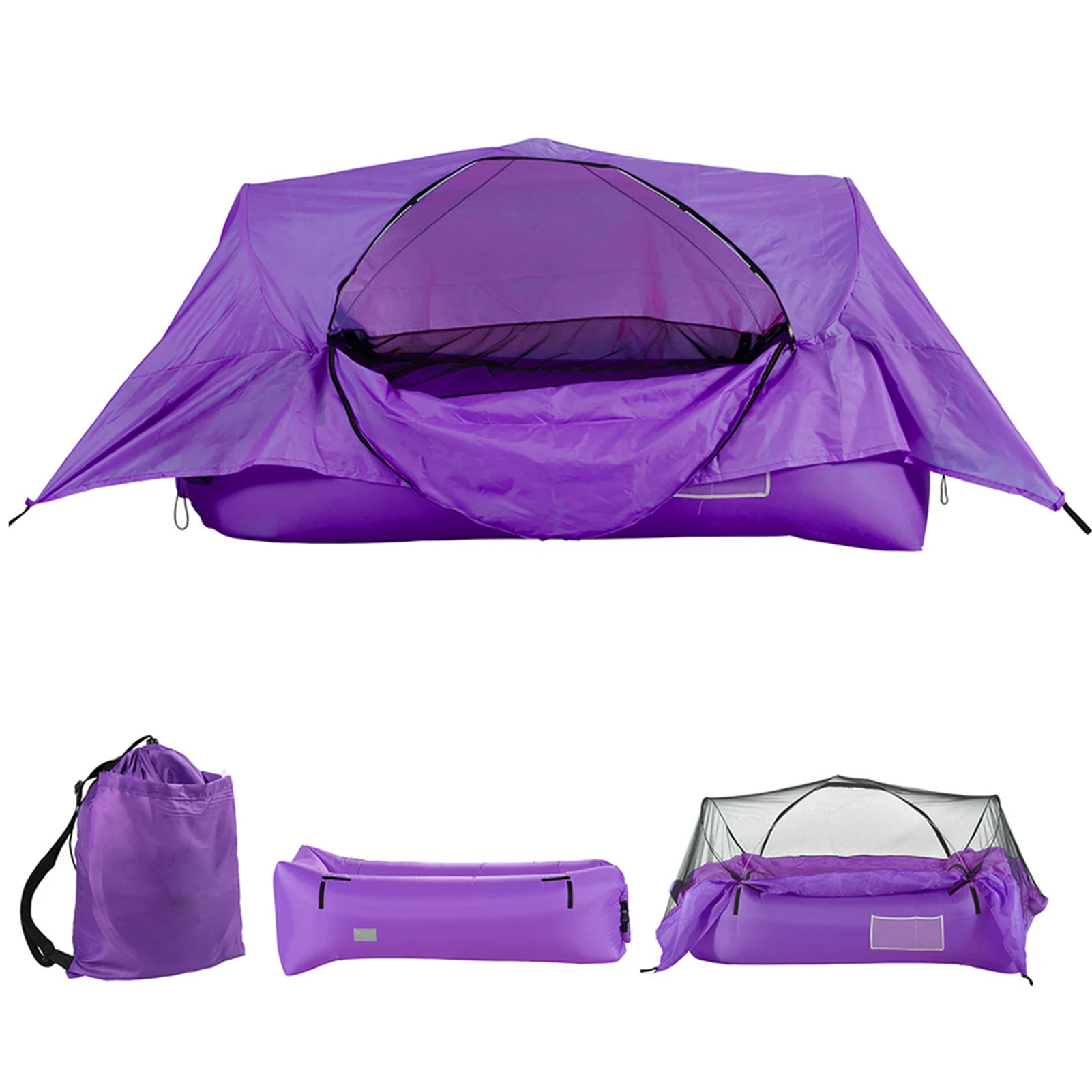 Inflatable Air Sofa With Canopy Portable Outdoor Camping Suspension Air Bed Tent