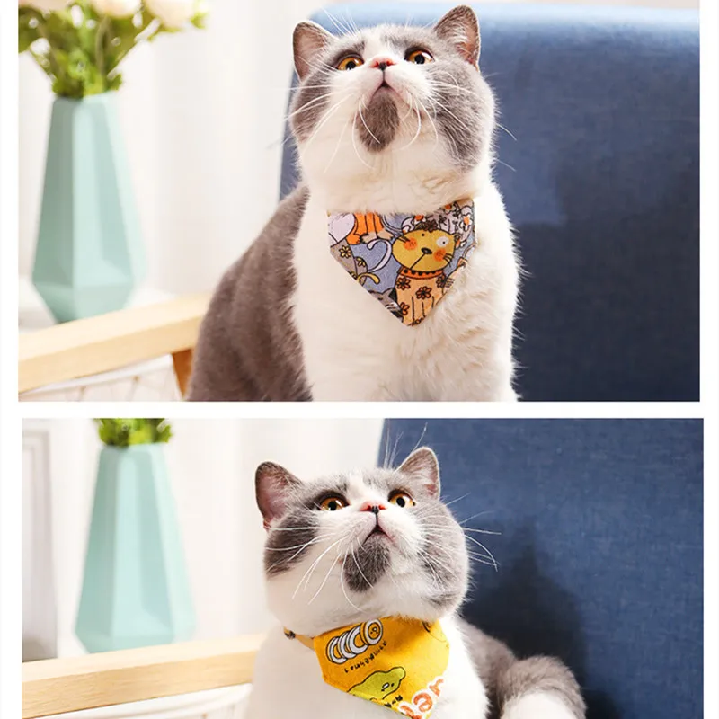 Adjustable Cat Bandana Collar Bow Tie Kitten Dog Cat Scarf Triangular Puppy Bandana Cats Necklace Scarf Cat Bibs Cat Accessories