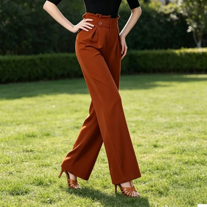 Damen-Ballroom-Tanzhosen mit Hoher Taille, Latein-Tanzhosen, Herbst-Slim-Fit, Professionelle Übungs- und Wettkampf-Tanzkleidung