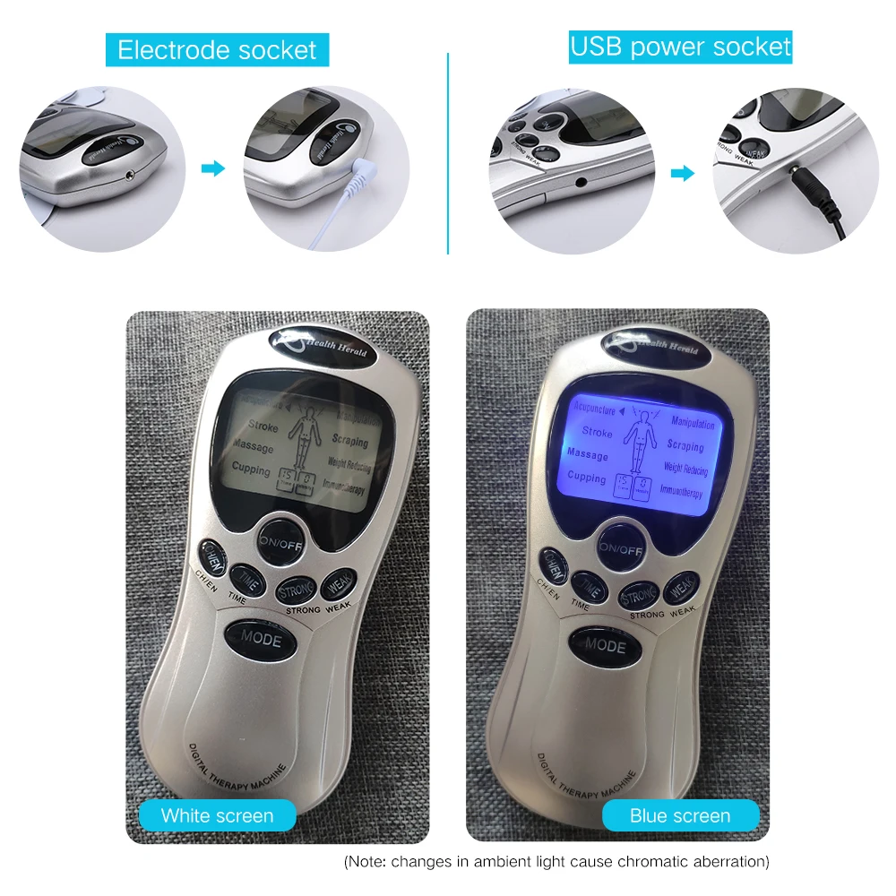 Electric Tens Muscle Stimulator Digital Ems Acupuncture Face Body Massager 8-Mode Therapy Herald Massage Tool Electrostimulator