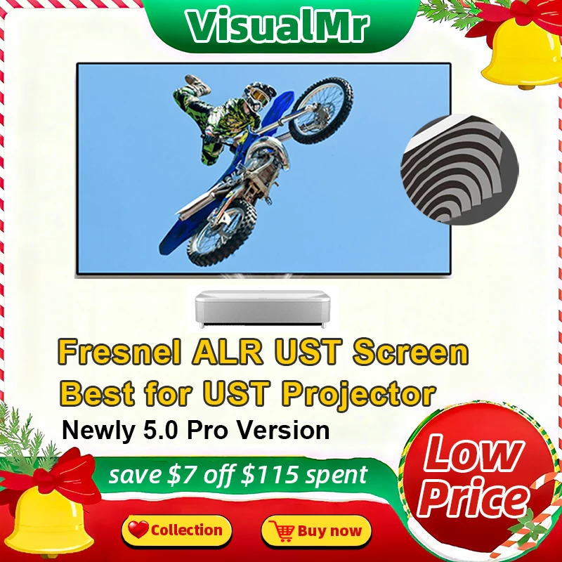 

VisualMr Fresnel 5.0 Pro ALR UST Projection Screen Ambient Light Rejecting Fixed Frame Best for Ultra Short Throw Projector 4/8K