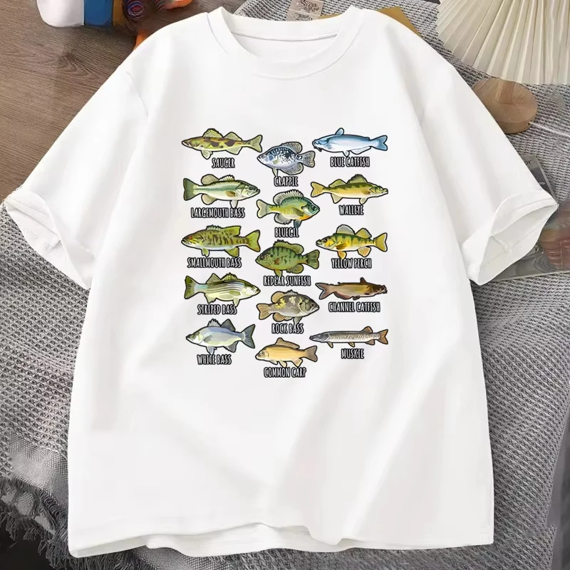 Fishing Shirt for Men Summer Short Sleeve T-Shirt O Neck Tee Shirt Fish Funny Meme Women Graphic T-shirt Casual Short Sleeve Tee