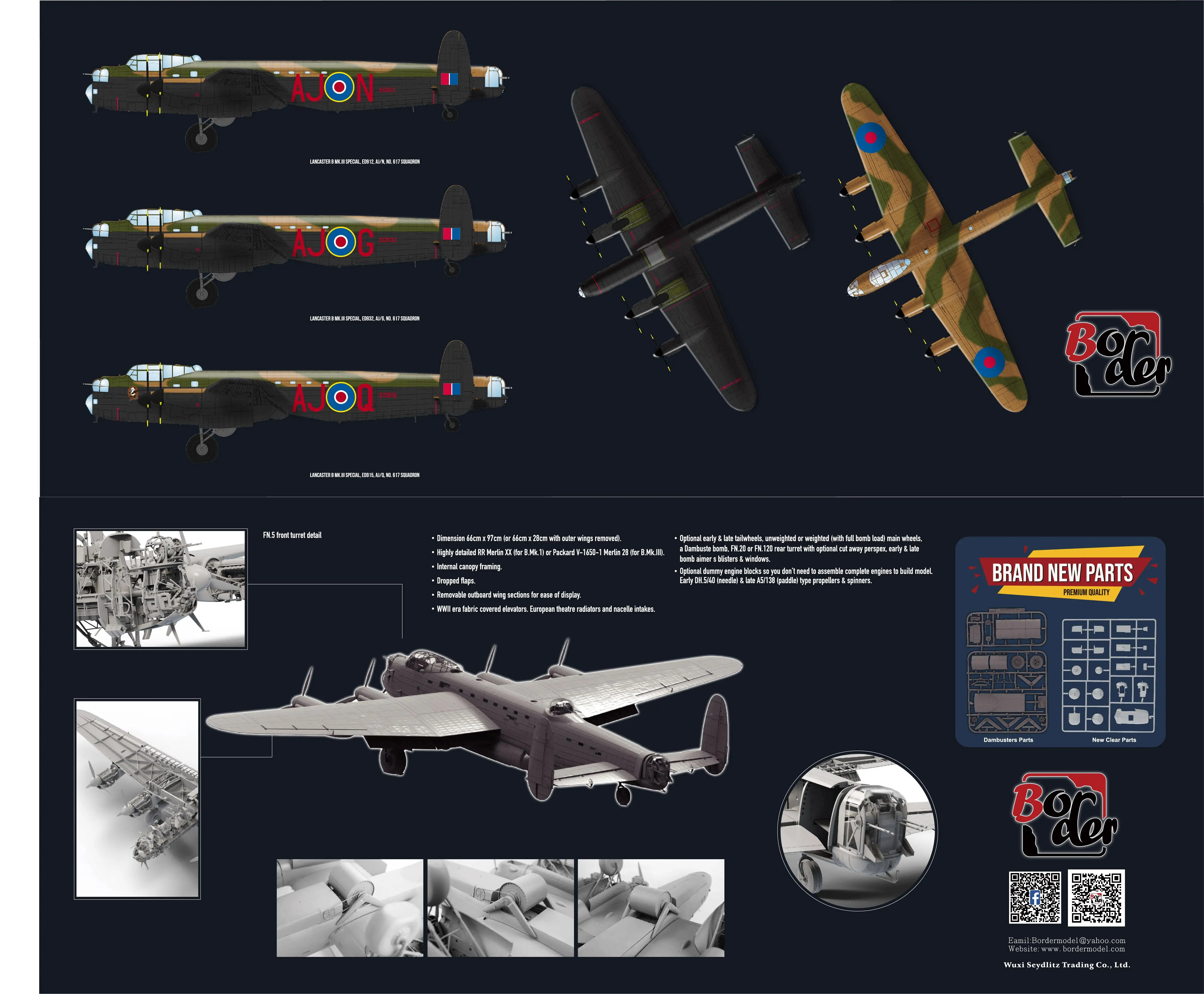 Grenze 1/32 Maßstab BF-011 avro lancaster b. mk. iii "dambusters" w/voller Innenraum